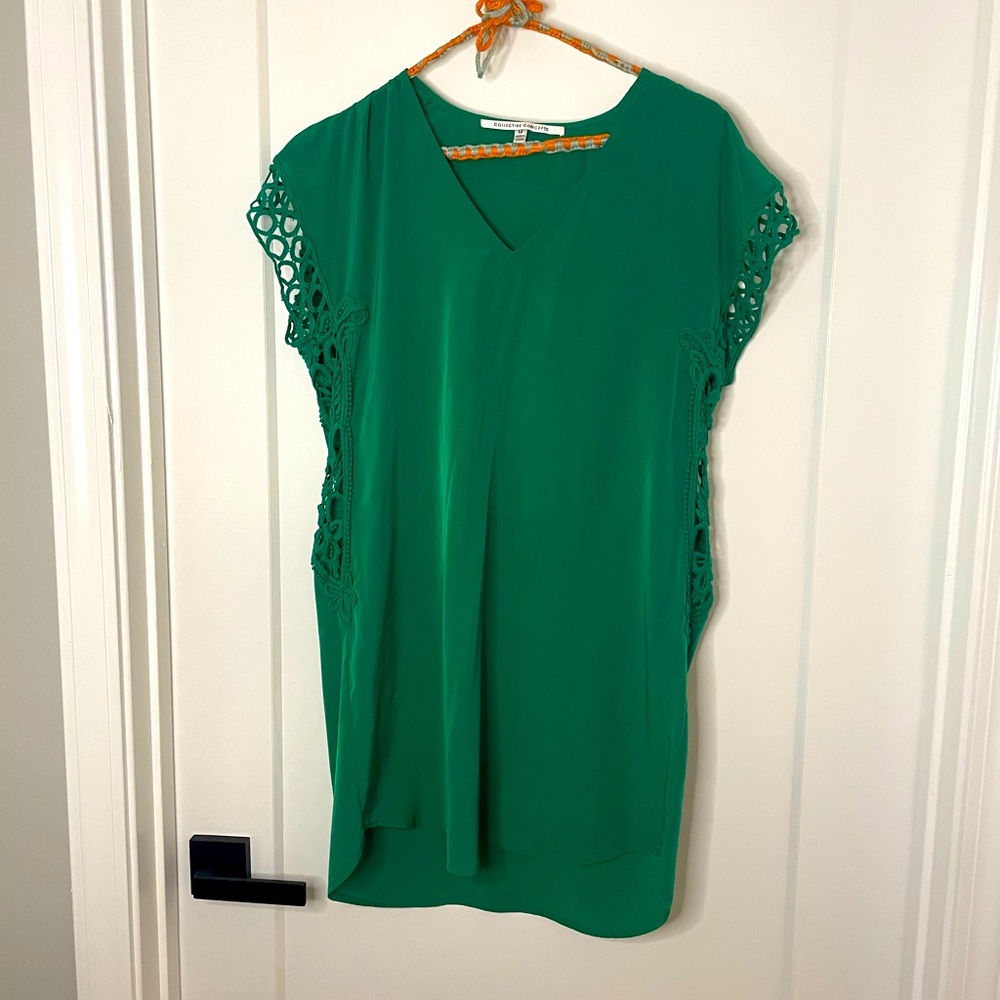 Green dress with crocheted sides